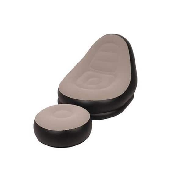 49" Taupe and Jet Black Inflatable Deluxe Lounge Chair with Foot Rest